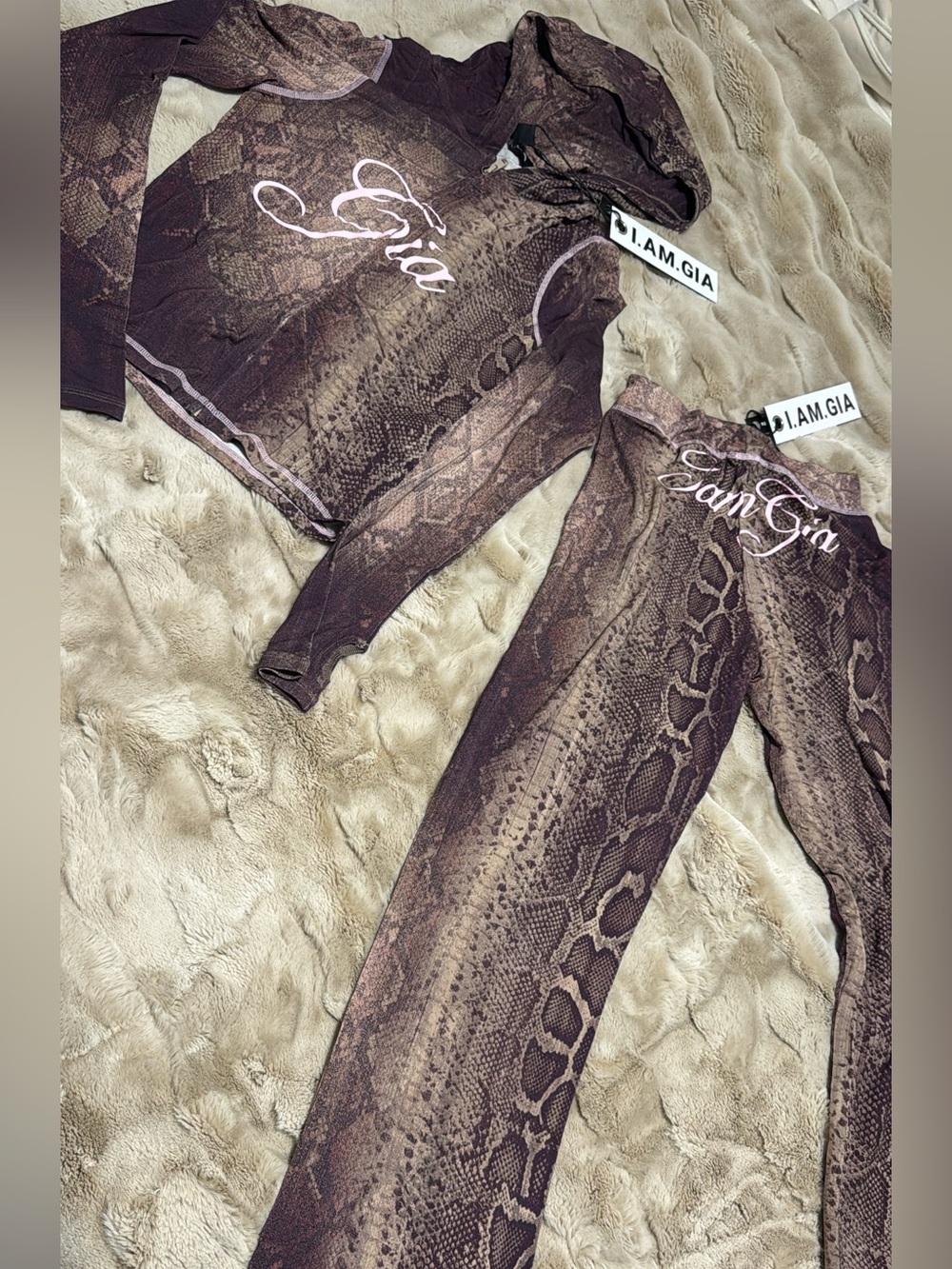 I.AM.GIA Brown Snake-Print Leggings
